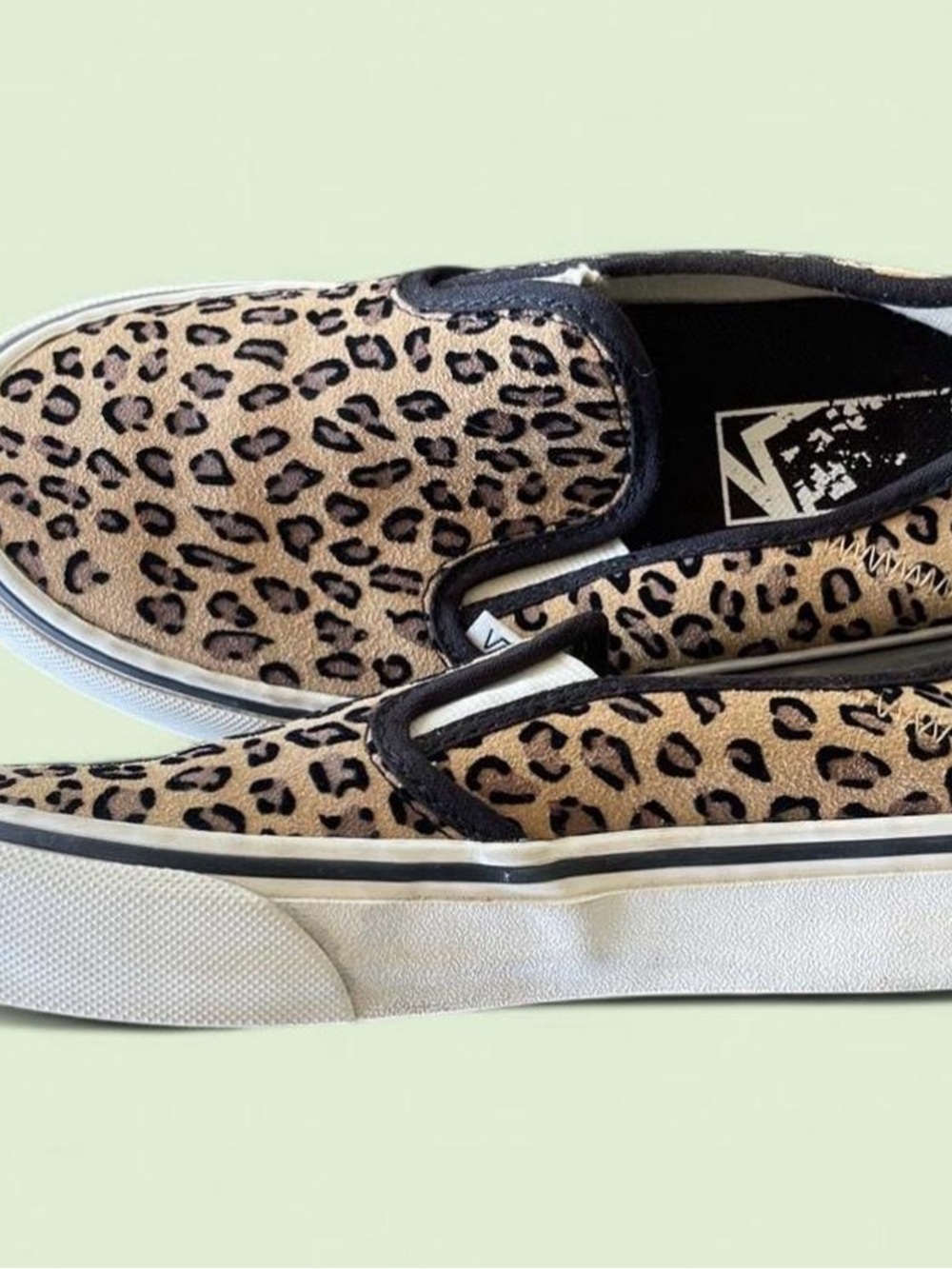 Vans Woman’s Slip-On Sneakers in Leopard Print - Black & Tan - Picture 4 of 6